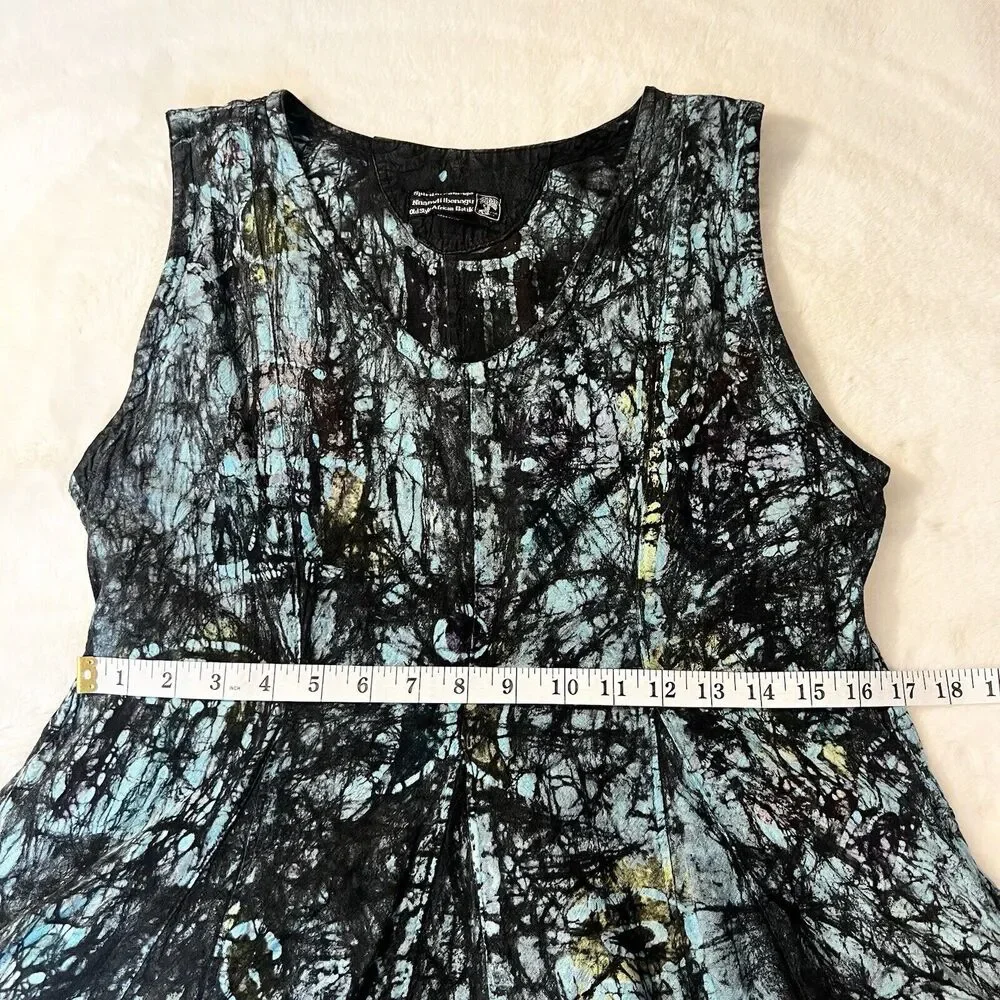 Spirit Of Courage Nnamdi Ibenagu Dress African Batik Tie Dye Sz S Black Teal - Picture 9 of 10